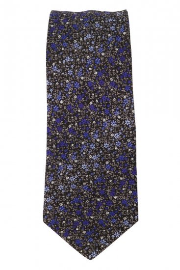 JP1880 831884 Gravata de seda estampada extra-comprida Azul royal - Gravatas e laços - 