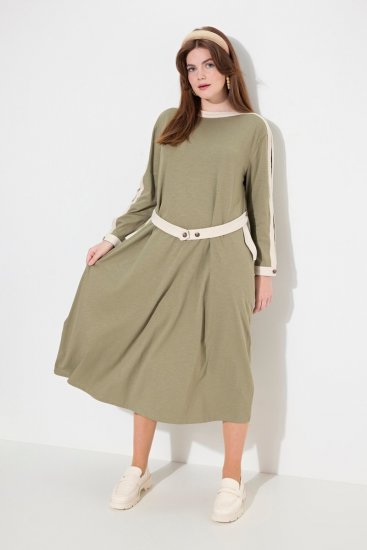 Ulla Popken 831963 Vestido de manga comprida Cinzento - Vestidos maxi - Vestidos maxi plus size para mulher