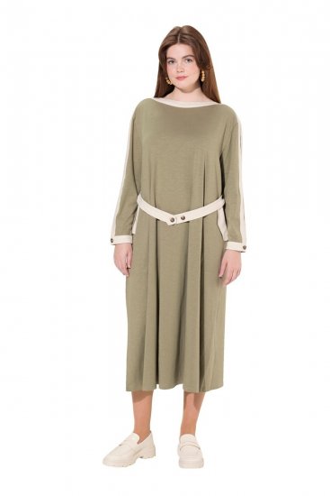 Ulla Popken 831963 Vestido de manga comprida Cinzento - Vestidos maxi - Vestidos maxi plus size para mulher