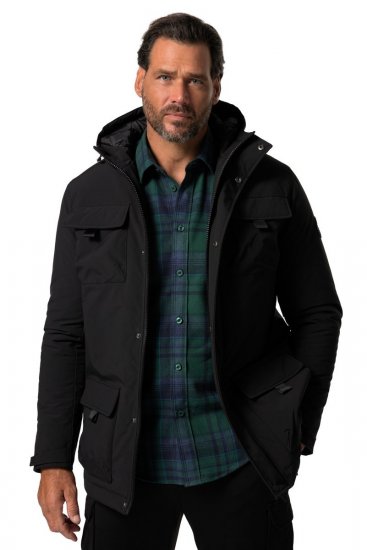 JP1880 832202 Casaco de campo com capuz Preto TALL - TALL casacos - Casacos TALL para homens altos