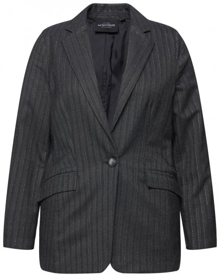 Ulla Popken 832935 Blazer espinha de peixe com brilho metalizado Cinzento - Blazers e Coletes - Blazers em Tamanhos Grandes