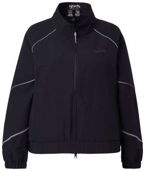 Ulla Popken 833237 Casaco desportivo com detalhes refletores Preto - Jaquetas - Casacos plus size para mulher