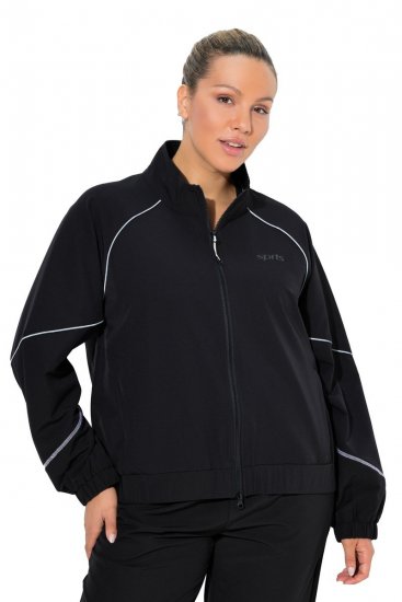 Ulla Popken 833237 Casaco desportivo com detalhes refletores Preto - Jaquetas - Casacos plus size para mulher