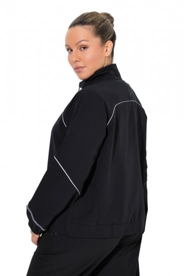 Ulla Popken 833237 Casaco desportivo com detalhes refletores Preto - Jaquetas - Casacos plus size para mulher