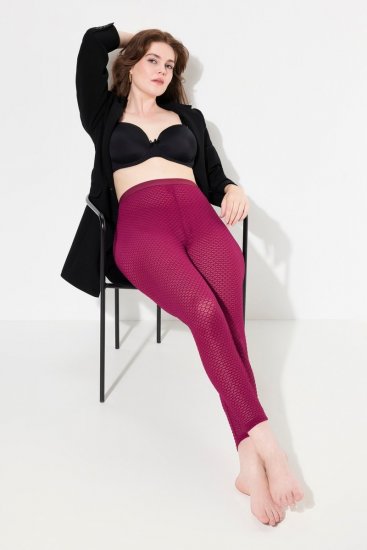 Ulla Popken 833718 Leggings de meia com renda Vermelho baga - Collants & meias - 