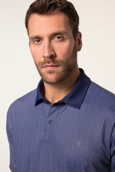 JP1880 Jay-Pi QuickDry Small Print Golf Polo Shirt Navy Blue - Pólos - Pólos Tamanhos Grandes Homem