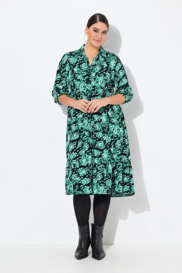 Ulla Popken 834191 Vestido camiseiro estampado Preto - Vestidos camiseiros - 