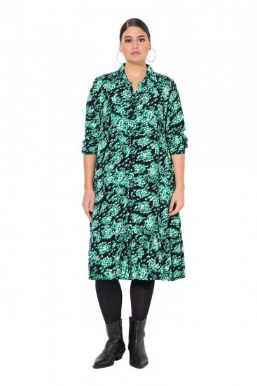 Ulla Popken 834191 Vestido camiseiro estampado Preto - Vestidos camiseiros - 