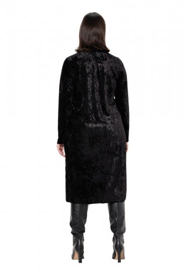 Ulla Popken 834234 Vestido de veludo com gola alta Preto - Vestidos de noite - Vestidos de festa em tamanhos grandes