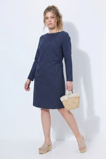 Ulla Popken 834371 Vestido de sweat às riscas Azul-marinho - Vestidos de moletom - 