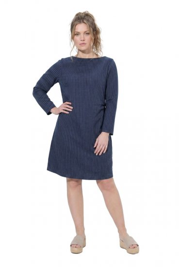 Ulla Popken 834371 Vestido de sweat às riscas Azul-marinho - Vestidos de moletom - 