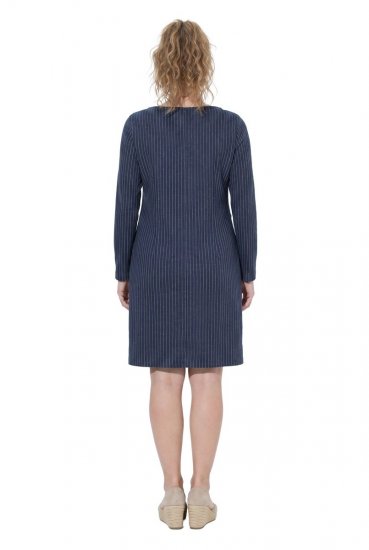 Ulla Popken 834371 Vestido de sweat às riscas Azul-marinho - Vestidos de moletom - 