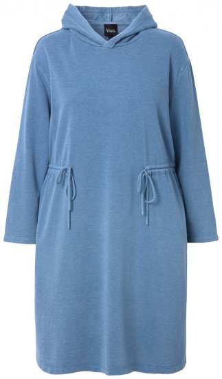 Ulla Popken 834536 Vestido de sweat com capuz Azul ganga - Vestidos de moletom - 