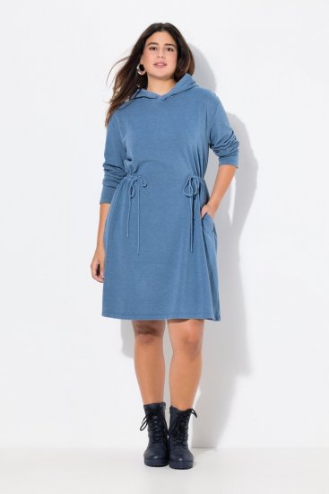 Ulla Popken 834536 Vestido de sweat com capuz Azul ganga - Vestidos de moletom - 