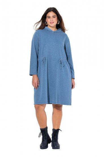 Ulla Popken 834536 Vestido de sweat com capuz Azul ganga - Vestidos de moletom - 