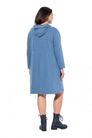 Ulla Popken 834536 Vestido de sweat com capuz Azul ganga - Vestidos de moletom - 