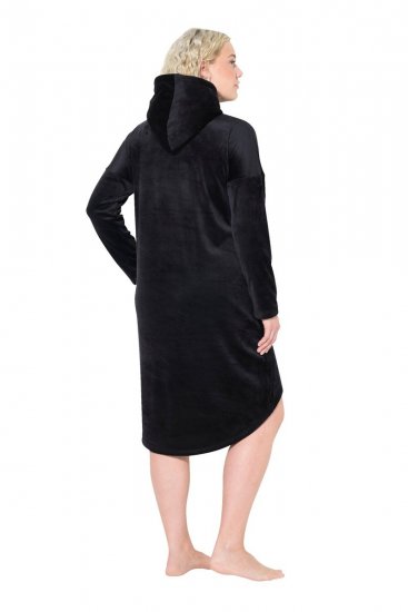 Ulla Popken 834550 Vestido de manga comprida com capuz Preto - Vestidos de moletom - 