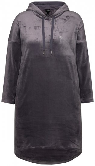 Ulla Popken 834550 Vestido de manga comprida com capuz Antracite - Vestidos de moletom - 