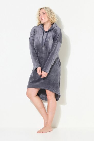 Ulla Popken 834550 Vestido de manga comprida com capuz Antracite - Vestidos de moletom - 
