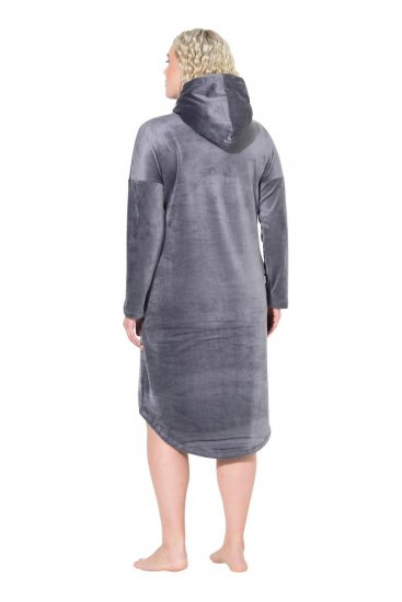 Ulla Popken 834550 Vestido de manga comprida com capuz Antracite - Vestidos de moletom - 