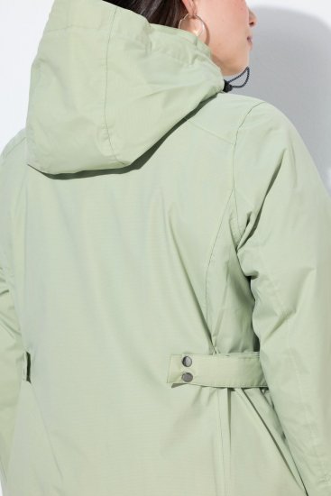 Ulla Popken 835132 Casaco técnico HYPRAR em linha A com capuz amovível Verde-salva claro - Jaquetas - Casacos plus size para mulher