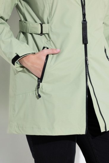 Ulla Popken 835132 Casaco técnico HYPRAR em linha A com capuz amovível Verde-salva claro - Jaquetas - Casacos plus size para mulher