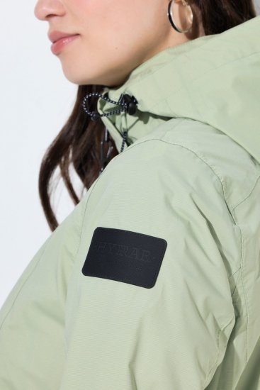 Ulla Popken 835132 Casaco técnico HYPRAR em linha A com capuz amovível Verde-salva claro - Jaquetas - Casacos plus size para mulher