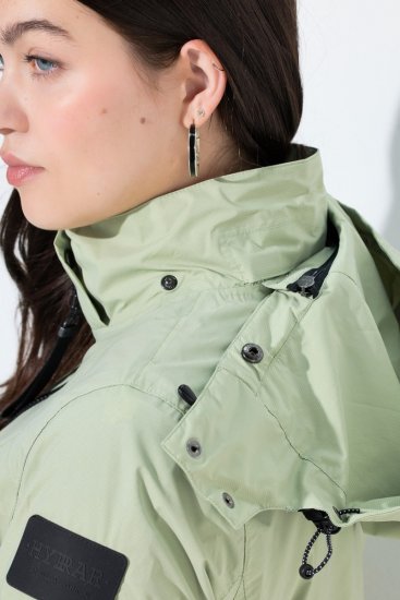 Ulla Popken 835132 Casaco técnico HYPRAR em linha A com capuz amovível Verde-salva claro - Jaquetas - Casacos plus size para mulher
