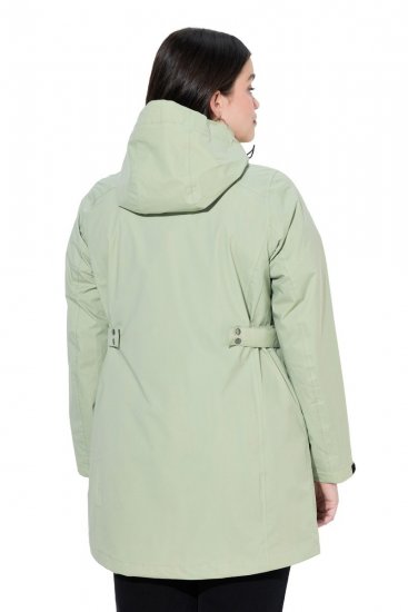 Ulla Popken 835132 Casaco técnico HYPRAR em linha A com capuz amovível Verde-salva claro - Jaquetas - Casacos plus size para mulher