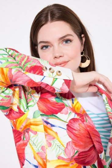 Ulla Popken 835230 Blazer floral de algodão Vermelho - Blazers e Coletes - Blazers em Tamanhos Grandes