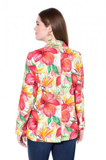 Ulla Popken 835230 Blazer floral de algodão Vermelho - Blazers e Coletes - Blazers em Tamanhos Grandes