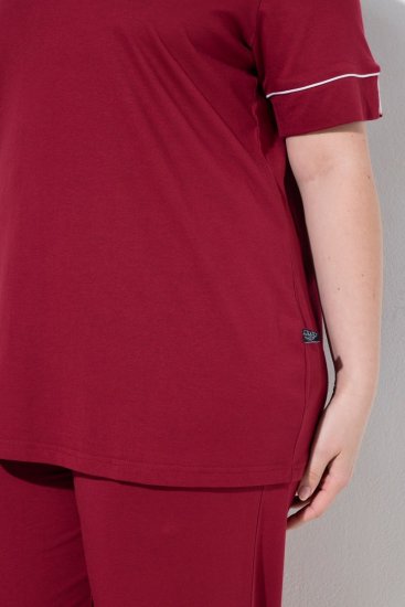 Ulla Popken 835397 Pijama de manga curta com gola de camisa Lilás - Pijamas/Loungewear - 