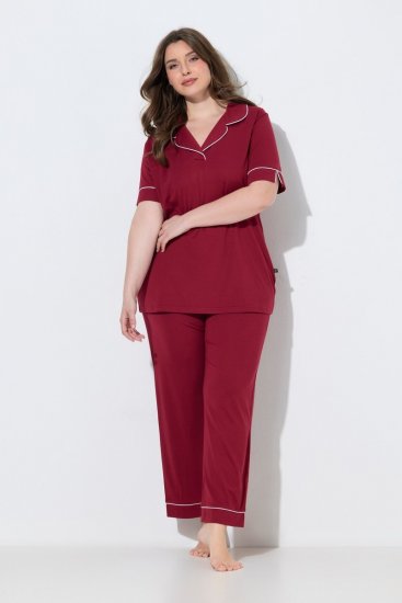 Ulla Popken 835397 Pijama de manga curta com gola de camisa Lilás - Pijamas/Loungewear - 