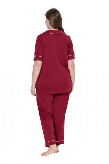 Ulla Popken 835397 Pijama de manga curta com gola de camisa Lilás - Pijamas/Loungewear - 
