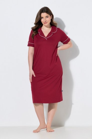 Ulla Popken 835400 Camisa de noite de manga curta com gola de camisa Lilás - Camisas de noite - 