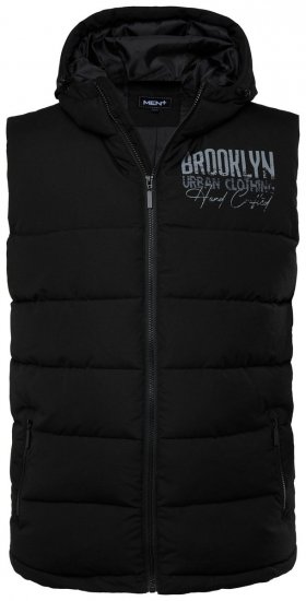 Men+ 442 Colete acolchoado com capuz e estampado Preto - Casacos - Casacos Homem Tamanhos Grandes