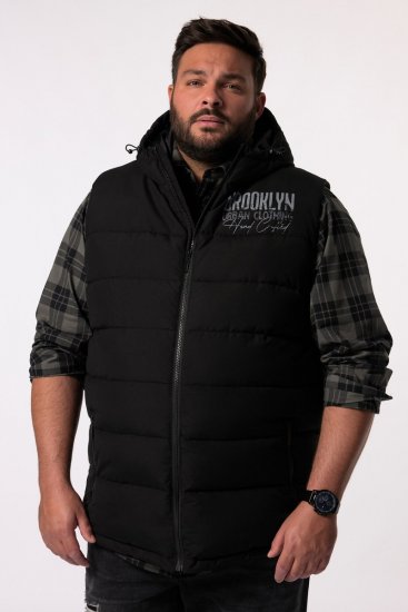 Men+ 442 Colete acolchoado com capuz e estampado Preto - Casacos - Casacos Homem Tamanhos Grandes