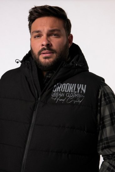 Men+ 442 Colete acolchoado com capuz e estampado Preto - Casacos - Casacos Homem Tamanhos Grandes