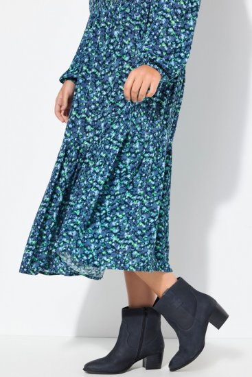 Ulla Popken 835713 Vestido floral Azul-marinho - Vestidos maxi - Vestidos maxi plus size para mulher