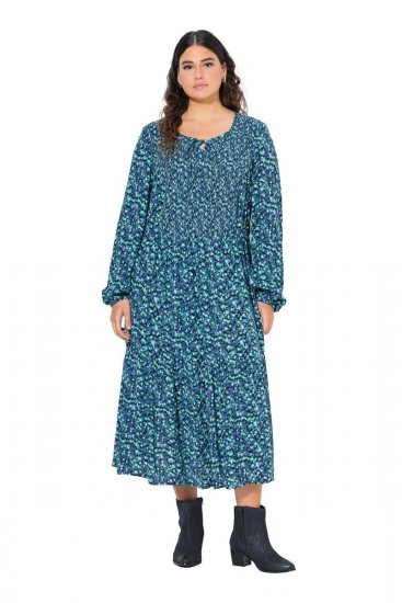Ulla Popken 835713 Vestido floral Azul-marinho - Vestidos maxi - Vestidos maxi plus size para mulher