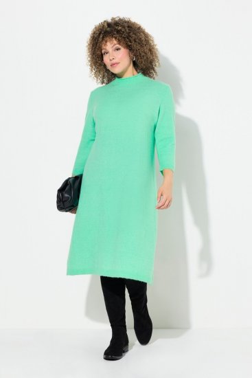 Ulla Popken 835720 Vestido de malha evasê com manga 3/4 Petróleo - Vestidos de malha - 