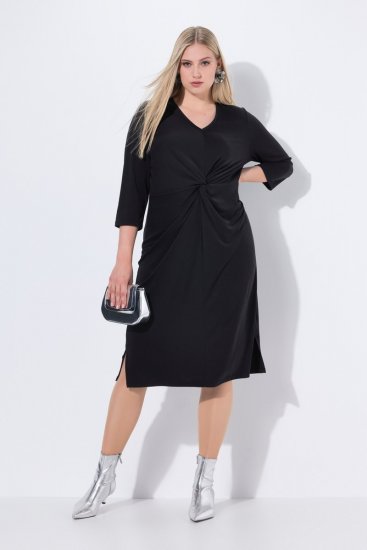 Ulla Popken 836514 Vestido midi com manga 3/4 Preto - Vestidos midi - Vestidos Midi Tamanhos Grandes