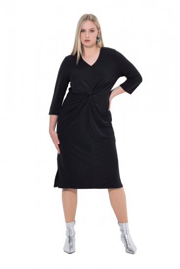 Ulla Popken 836514 Vestido midi com manga 3/4 Preto - Vestidos midi - Vestidos Midi Tamanhos Grandes