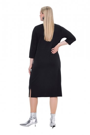 Ulla Popken 836514 Vestido midi com manga 3/4 Preto - Vestidos midi - Vestidos Midi Tamanhos Grandes