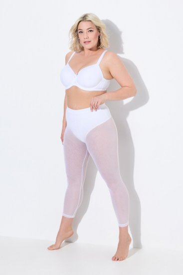 Ulla Popken 836800 Leggings de meia às bolinhas Branco - Collants & meias - 