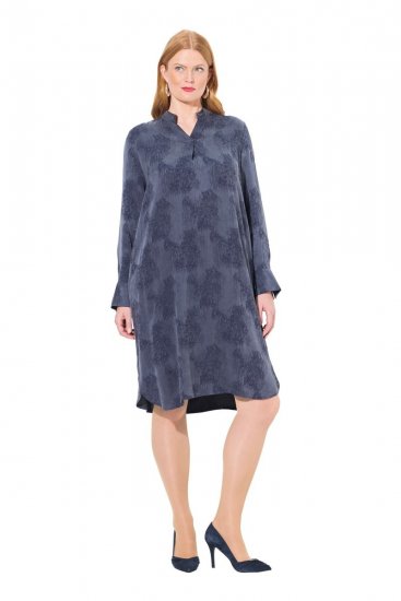 Ulla Popken 837069 Vestido floral Azul-marinho - Vestidos midi - Vestidos Midi Tamanhos Grandes