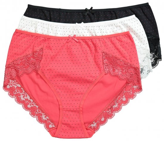 Ulla Popken 837080 Cuecas de cintura alta com renda pack de 3 Rosa - Cuecas - 