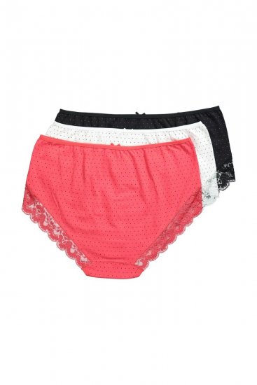 Ulla Popken 837080 Cuecas de cintura alta com renda pack de 3 Rosa - Cuecas - 