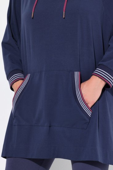 Ulla Popken 837190 Poncho lounge com capuz Roxo escuro - Pijamas/Loungewear - 