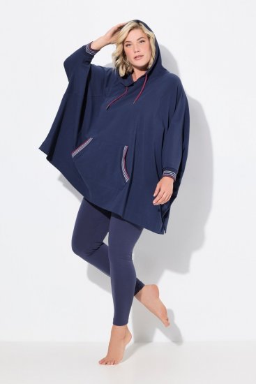 Ulla Popken 837190 Poncho lounge com capuz Roxo escuro - Pijamas/Loungewear - 